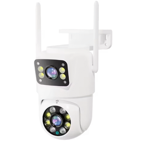 AI Smart 4MP 4K Dual Lens Outdoor Waterproof IP 66 Two-Way Audio CCTV Bullet PTZ TF Card Memory Wi-Fi Security Camera